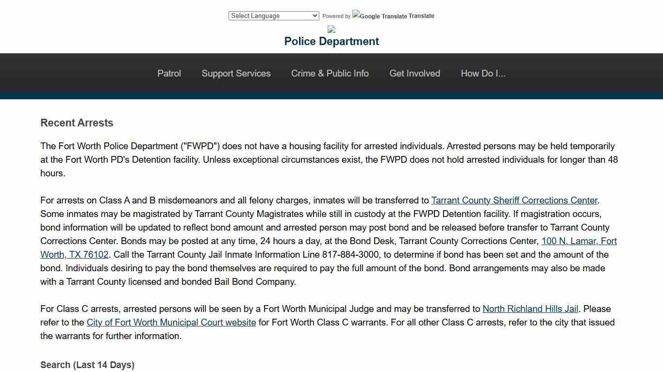 Recent Arrests Fort Worth PD